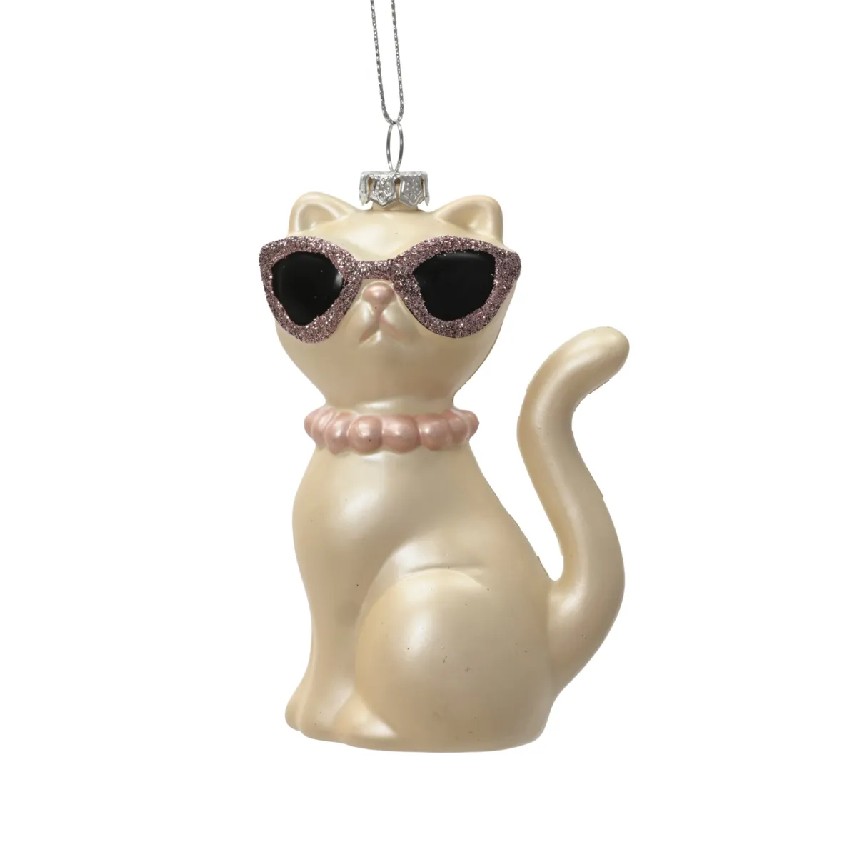 Addobbi natalizi (H11 cm) Gatto Royal Rosa e bianco