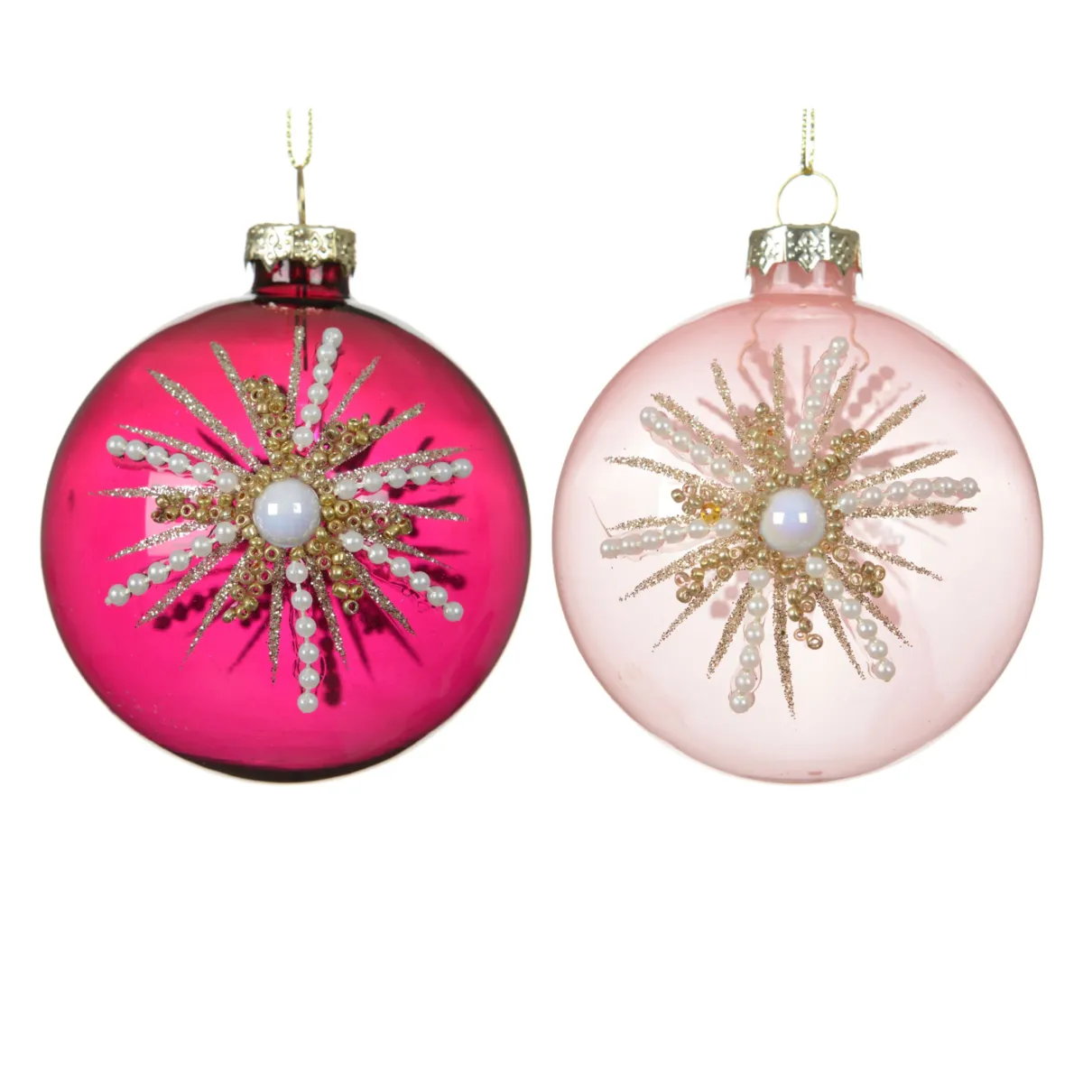 Set di 12 palline di natale in vetro (D80 mm) Perle Pop Rosa