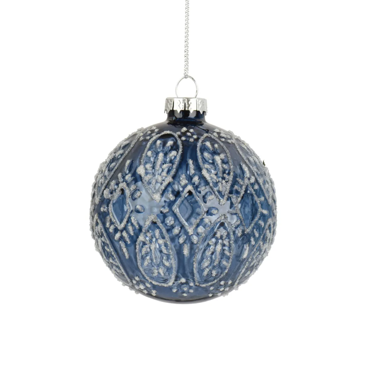 Pallina di natale in vetro (D80 mm) Ghiaccio polare Blu notte