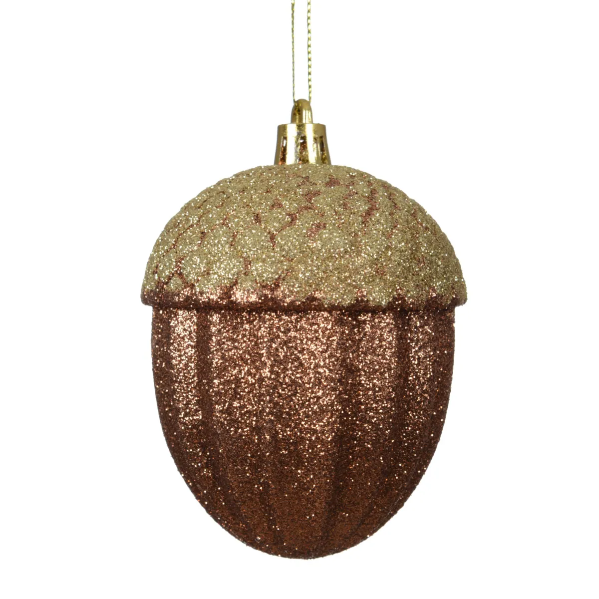 Addobbi natalizi (H6,5 cm) Ghianda di quercia marrone glitterato