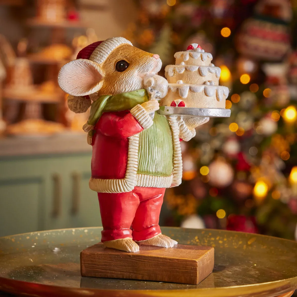 Figura topo di Natale (H18 cm) Firmin pasticcere Rosso e verde