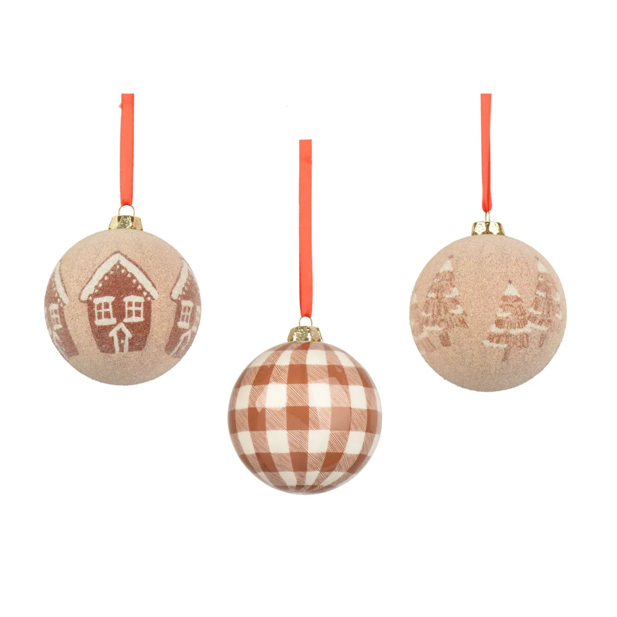 Set di 16 palline di natale (D80 mm) Dolcezza autentica Beige e caramello