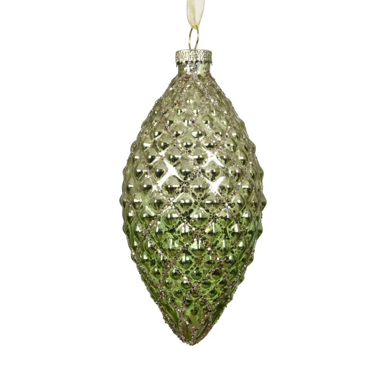 Set di 2 Palline di natale (H12 cm) Gocce Gatsby Verde dorato