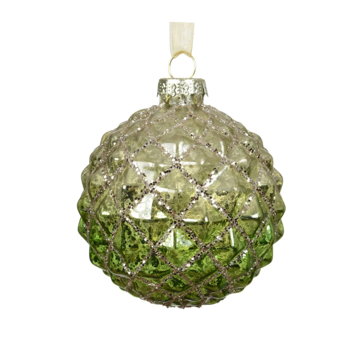 Pallina di natale in vetro (D80 mm) Gatsby Verde