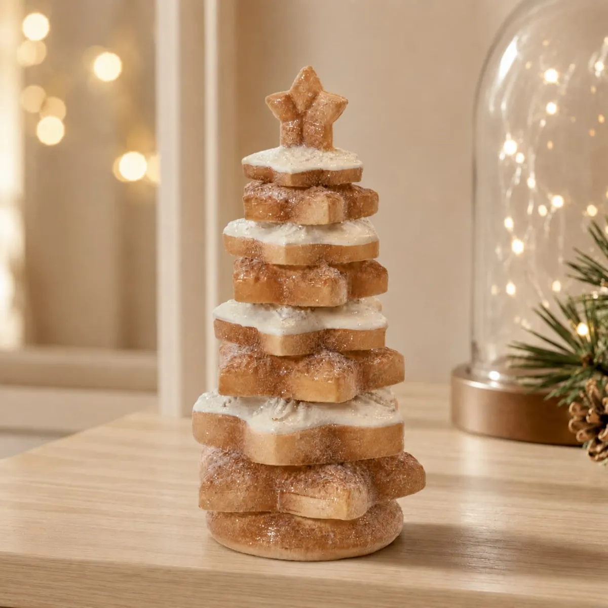 Decorazione da tavolo (H18) Albero di Canna di zucchero Tortora lucido glitterato
