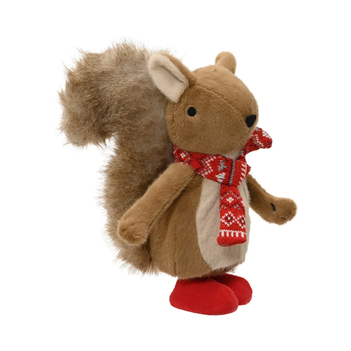 Scoiattolo decorativo natalizio in piedi (H30 cm) Gaspard Marrone e Rosso