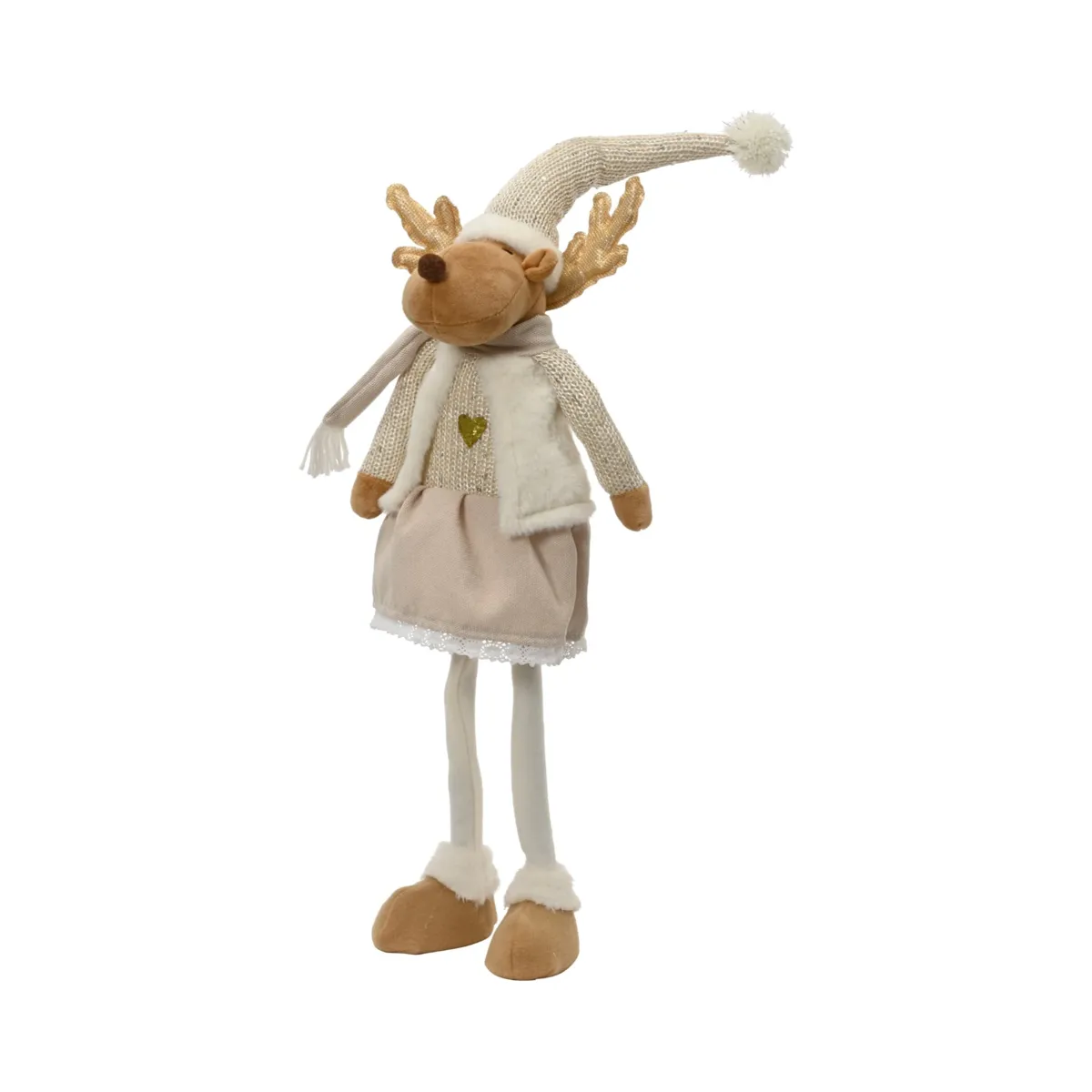 Renna natalizia in piedi (H78 cm) Aglaé Beige
