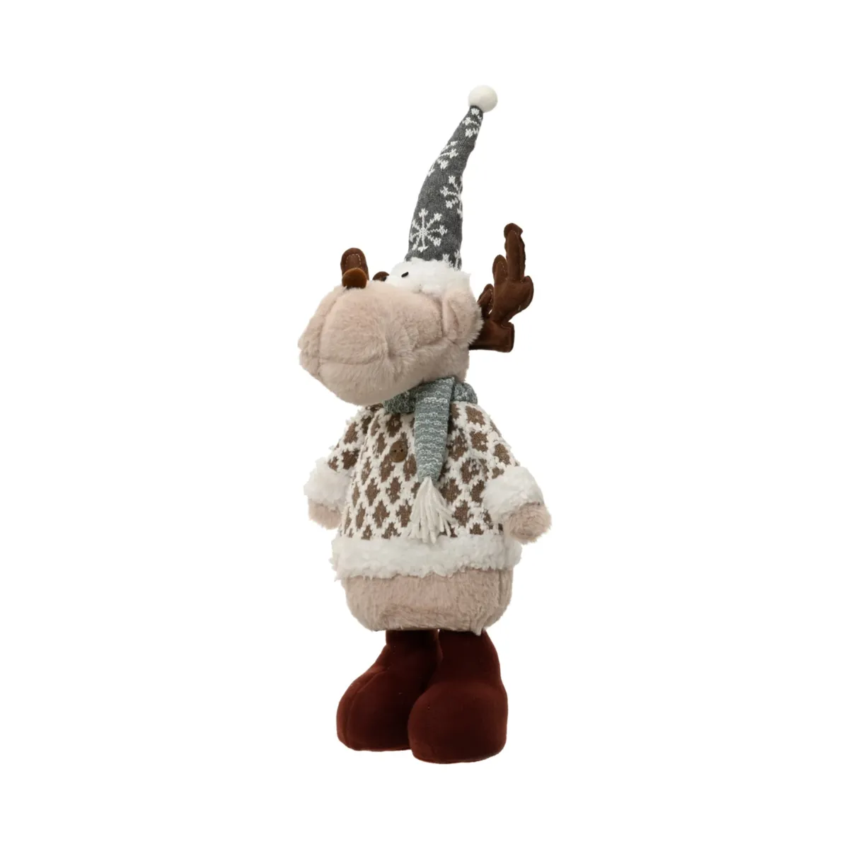 Renna natalizia in piedi (H60 cm) Léon Grigio chiaro