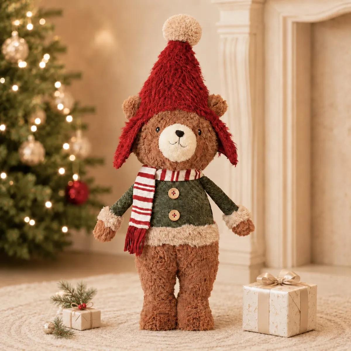 Figura natalizia in piedi (H52 cm) Basile con berretto rosso