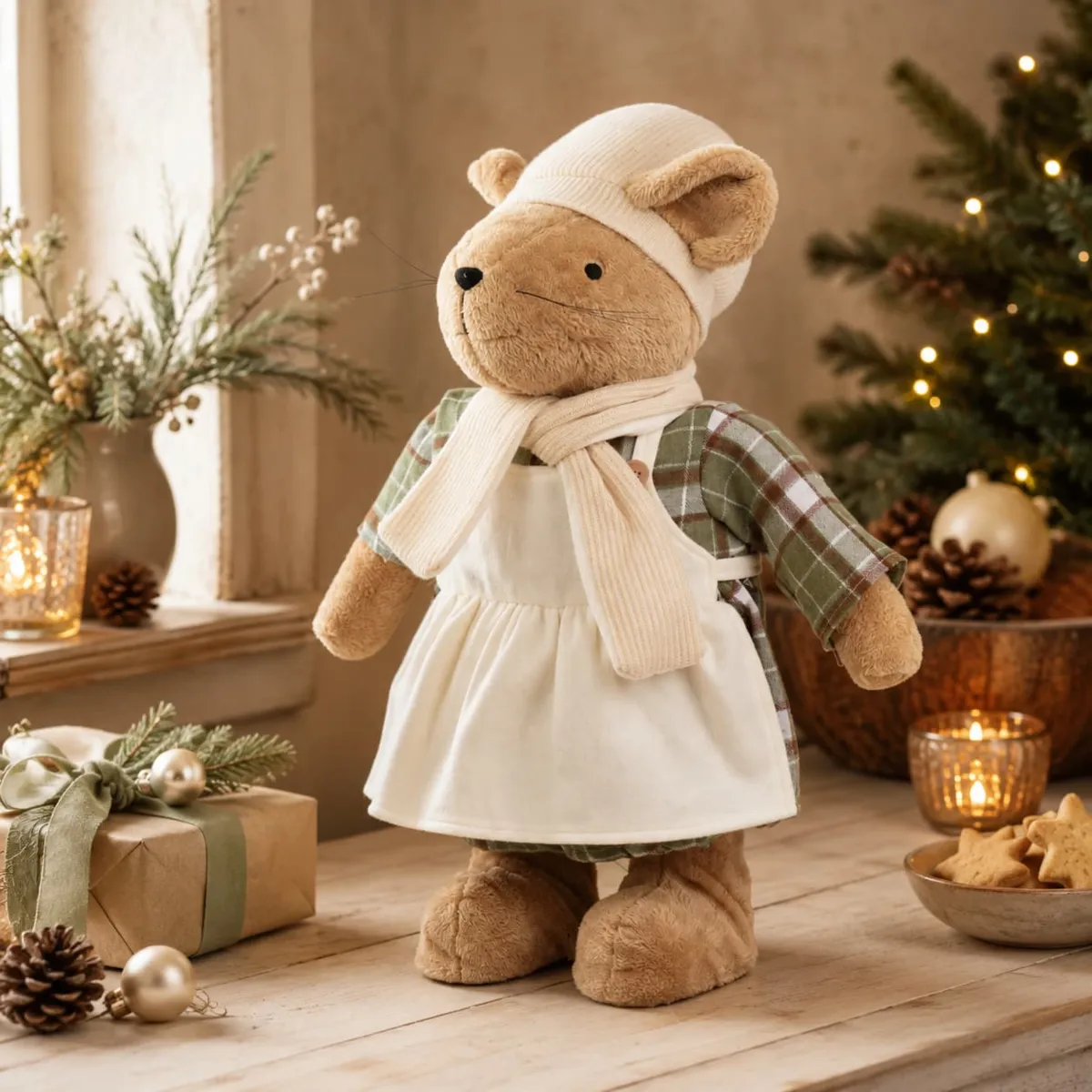 Figura di Natale (H60 cm) Lucy Topolina pasticcera Marrone chiaro