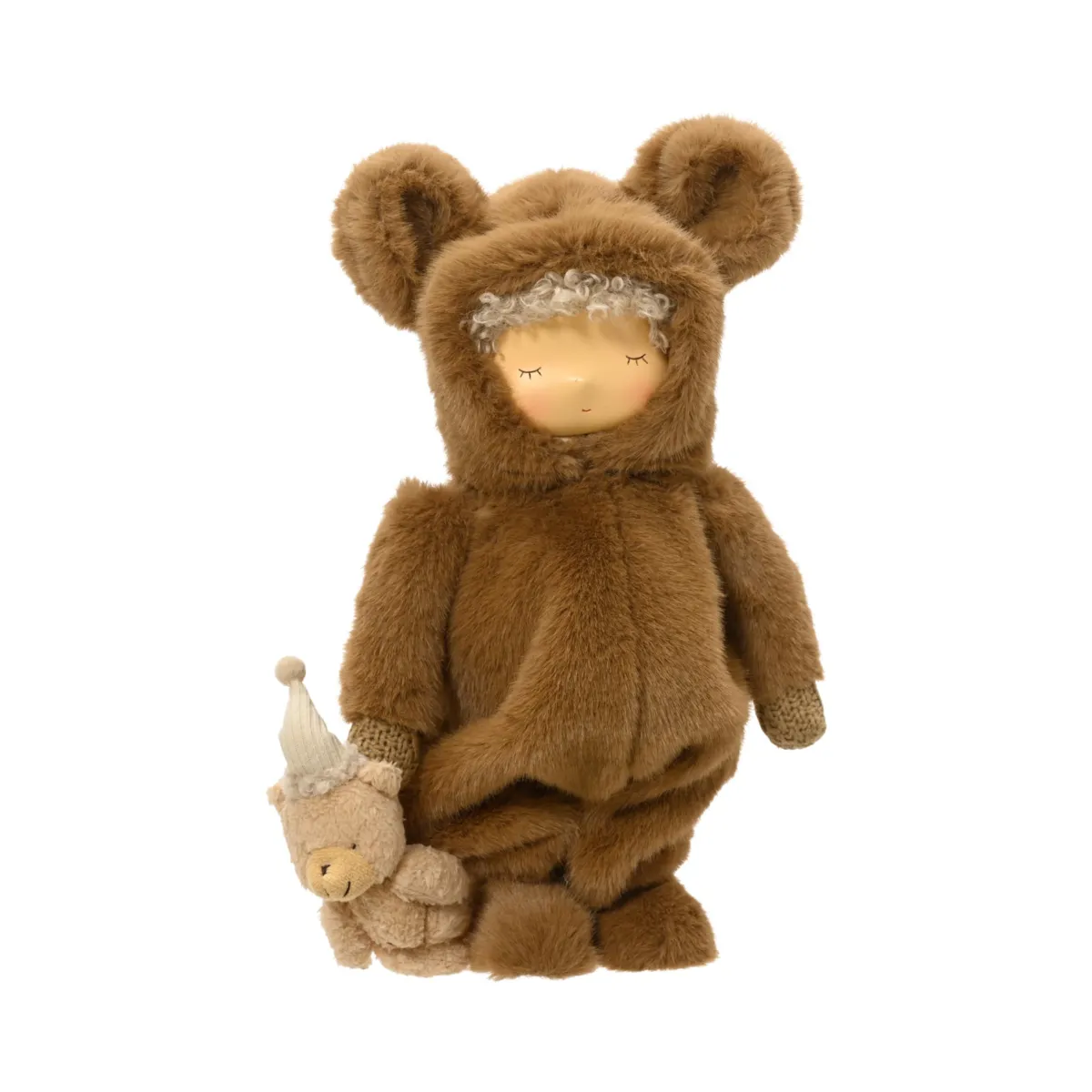 Bambola di Natale in pelliccia sintetica (H40 cm) Célestin pigiama orso Marrone