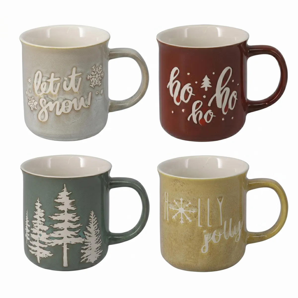 Set di 4 mug di Natale (200 ml) Delizie d'Inverno Beige e cioccolato