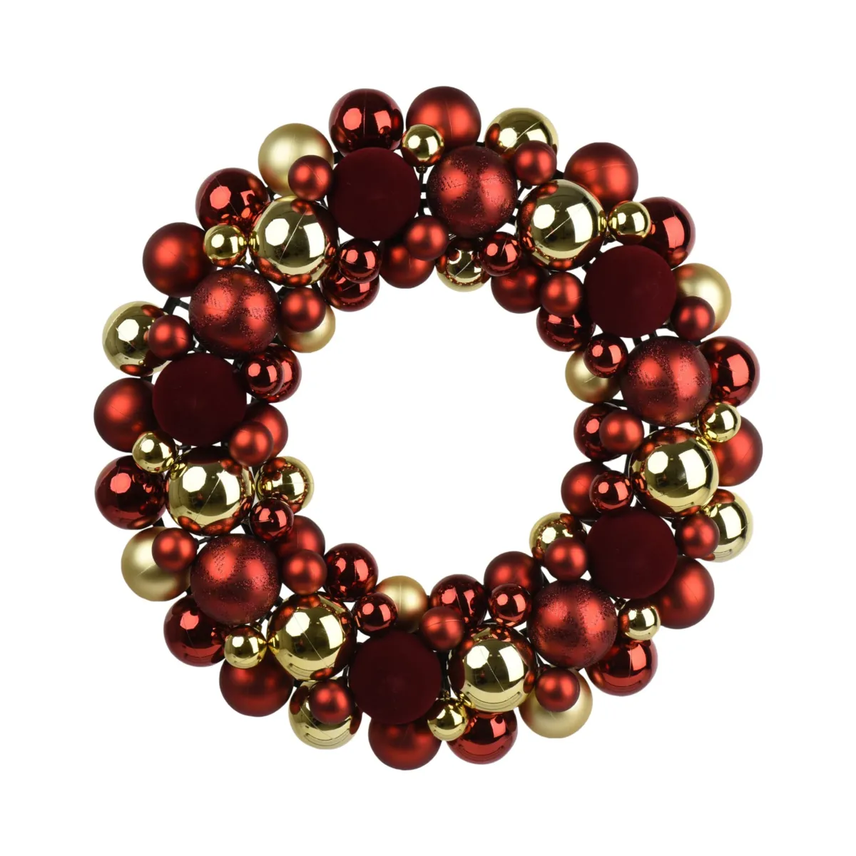 Ghirlanda natalizia (D43 cm) Palline velluto Bordeaux e oro