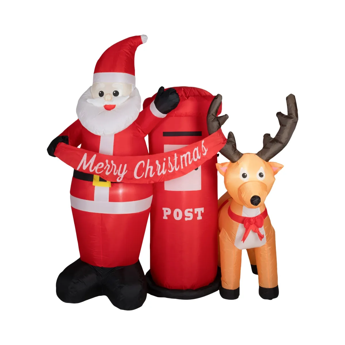 Babbo Natale gonfiabile e luminoso (H180 cm) e la sua Renna Bianca a luce fredda