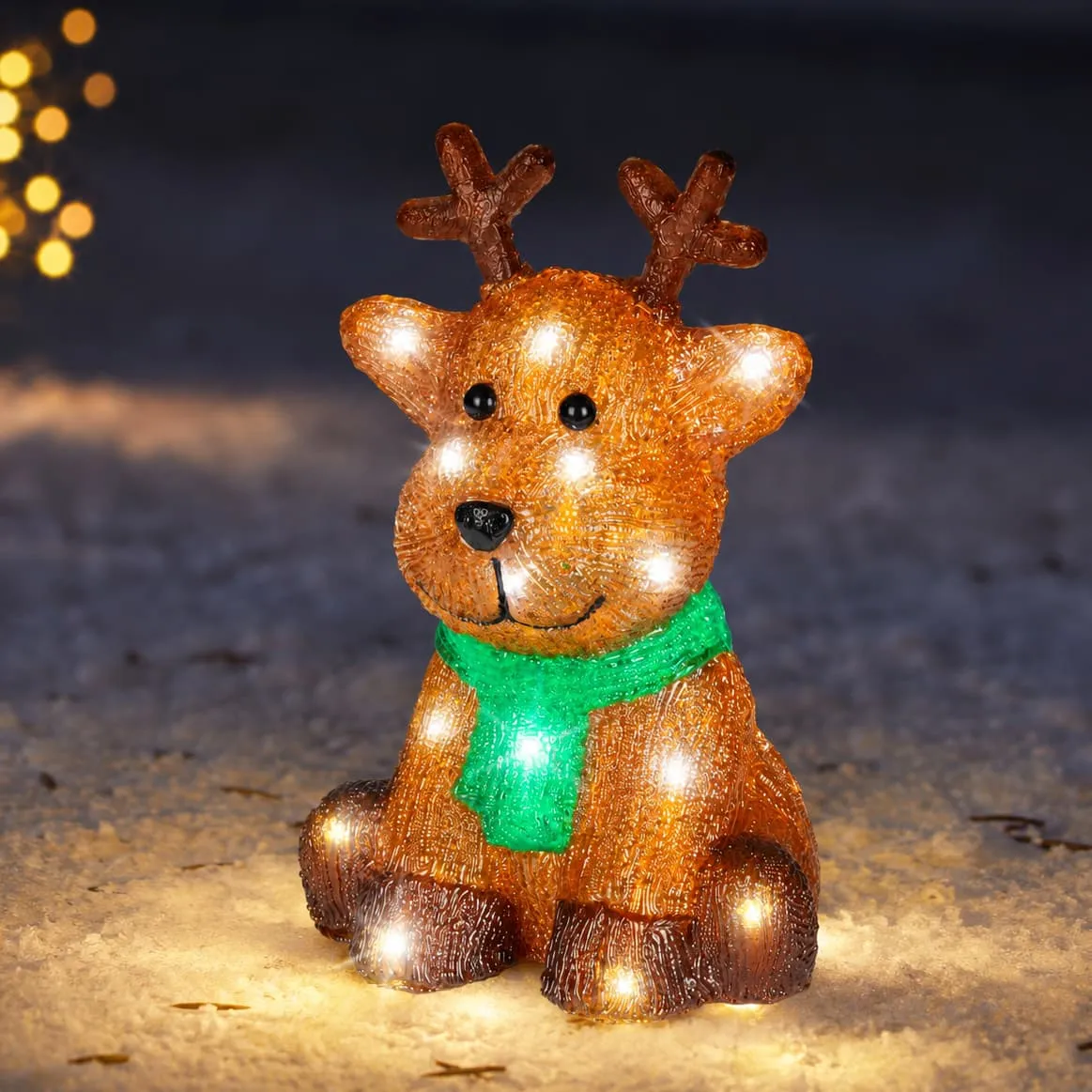Renna luminosa Funziona a pile 20 LED (H25 cm) Rudy Bianco freddo