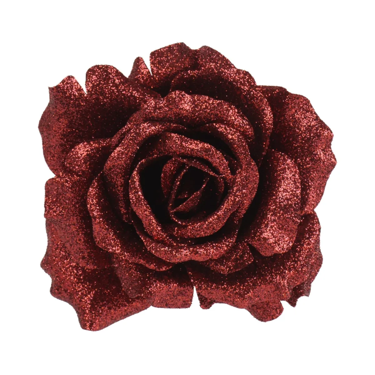 Fiore decorativo su pinza (D12 cm) Scintillante Bordeaux