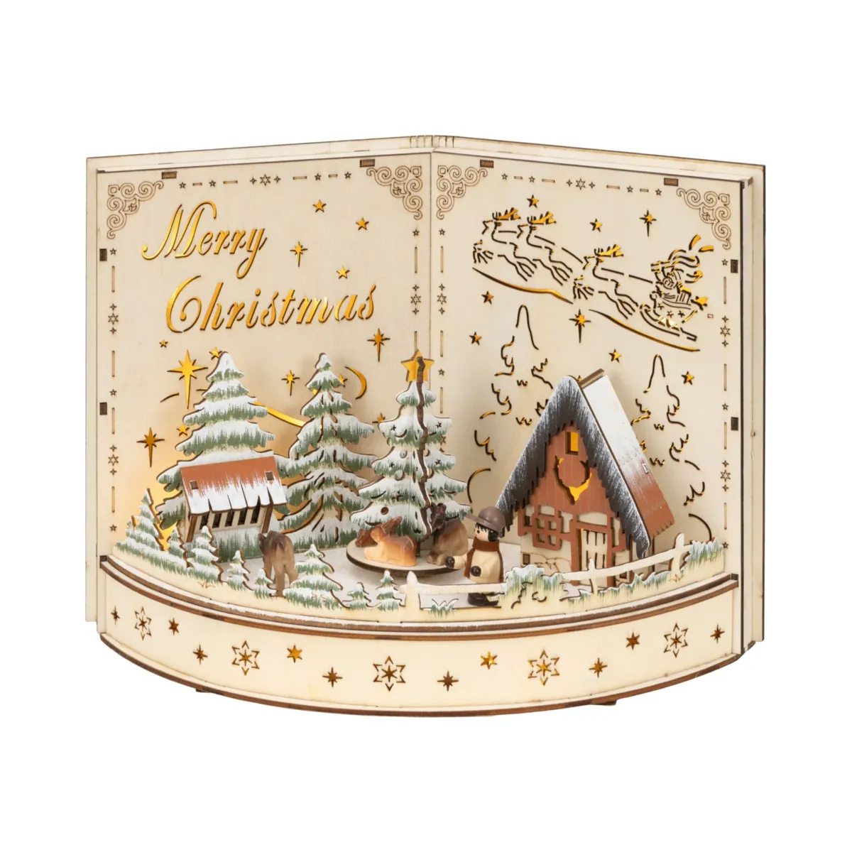 Villaggio di Natale in legno luminoso a pile (H22 cm) Il Racconto di Natale