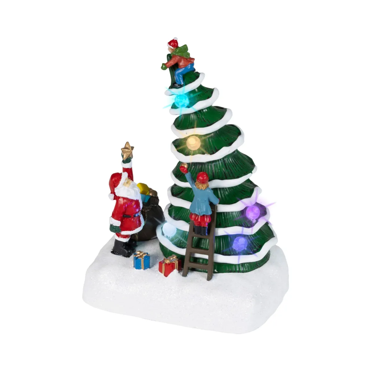 Albero luminoso e animato per villaggio (H19 cm) Preparativi di Natale