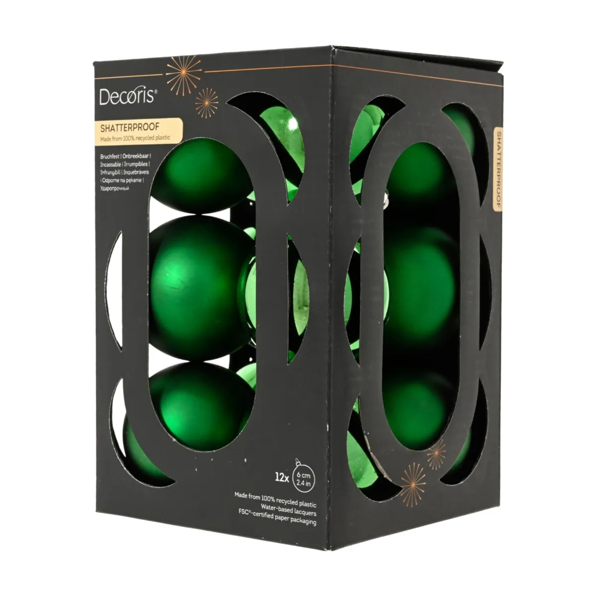 Lot de 12 boules de Noël (D60 mm) Aravis Vert houx
