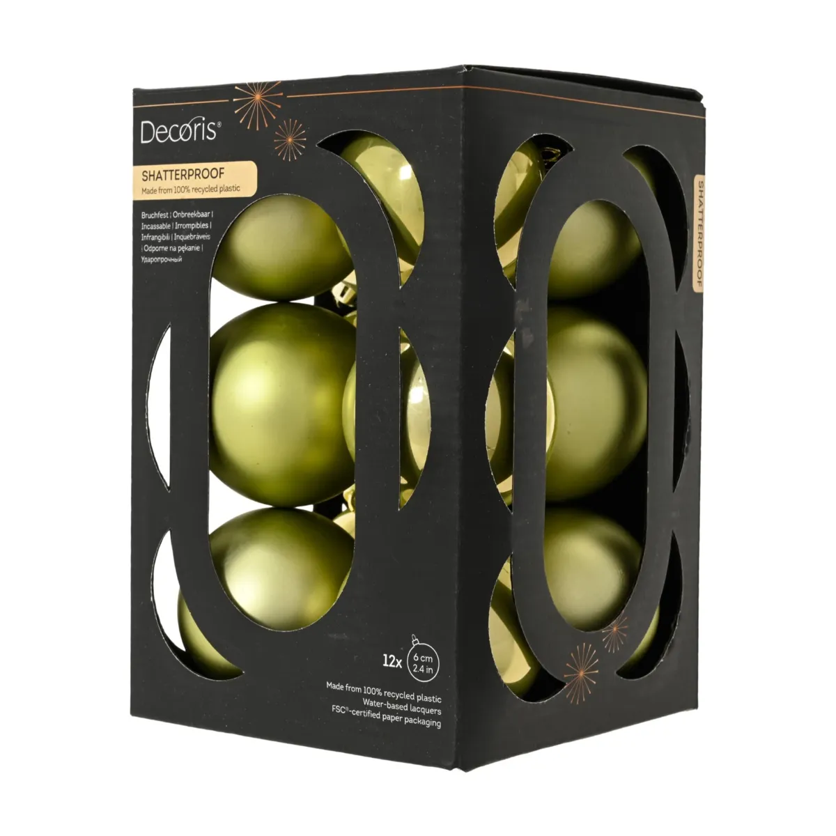 Lot de 12 boules de Noël (D60 mm) Aravis Pistache