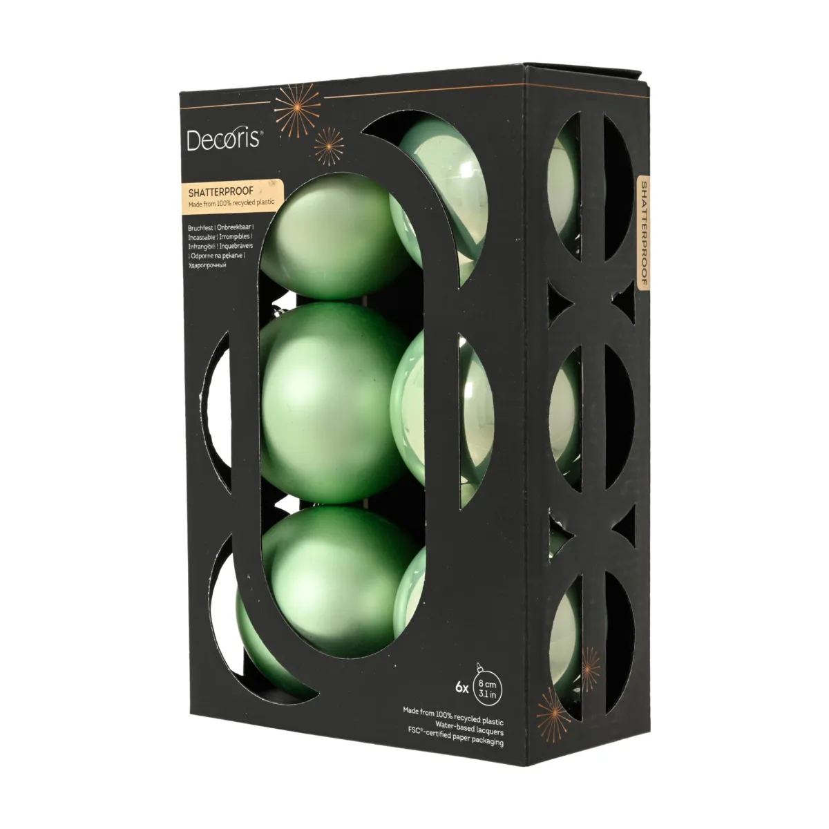 Set di 6 palline di natale (D80 mm) Aravis Verde menta