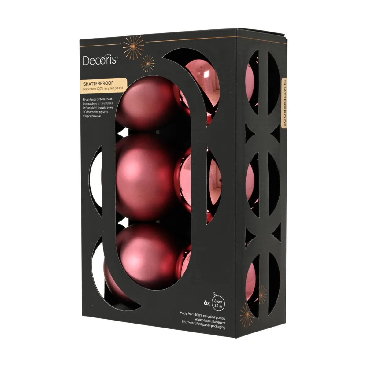 Set di 6 palline di natale (D80 mm) Aravis Rosa scuro