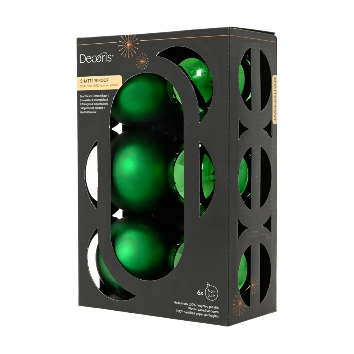 Set di 6 palline di natale (D80 mm) Aravis Verde agrifoglio