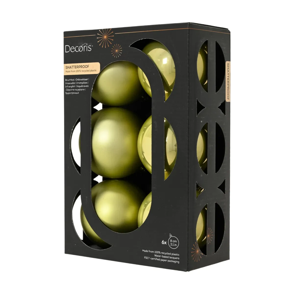 Set di 6 palline di natale (D80 mm) Aravis Pistacchio