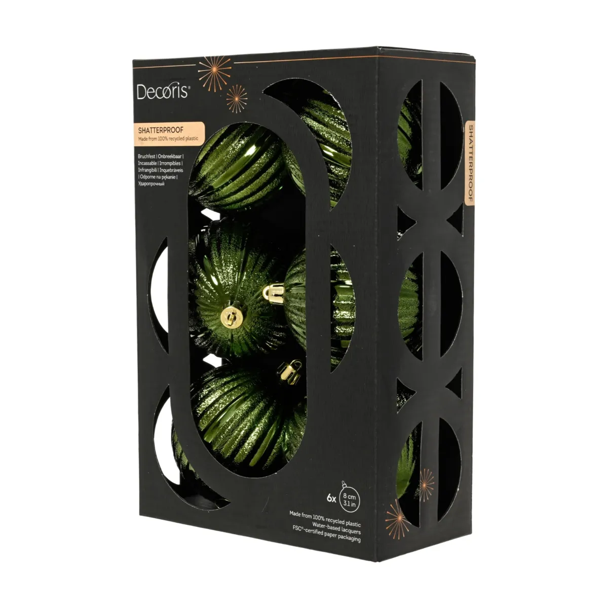 Set di 6 palline di natale (D80 mm) Aravis Verde abete lucido