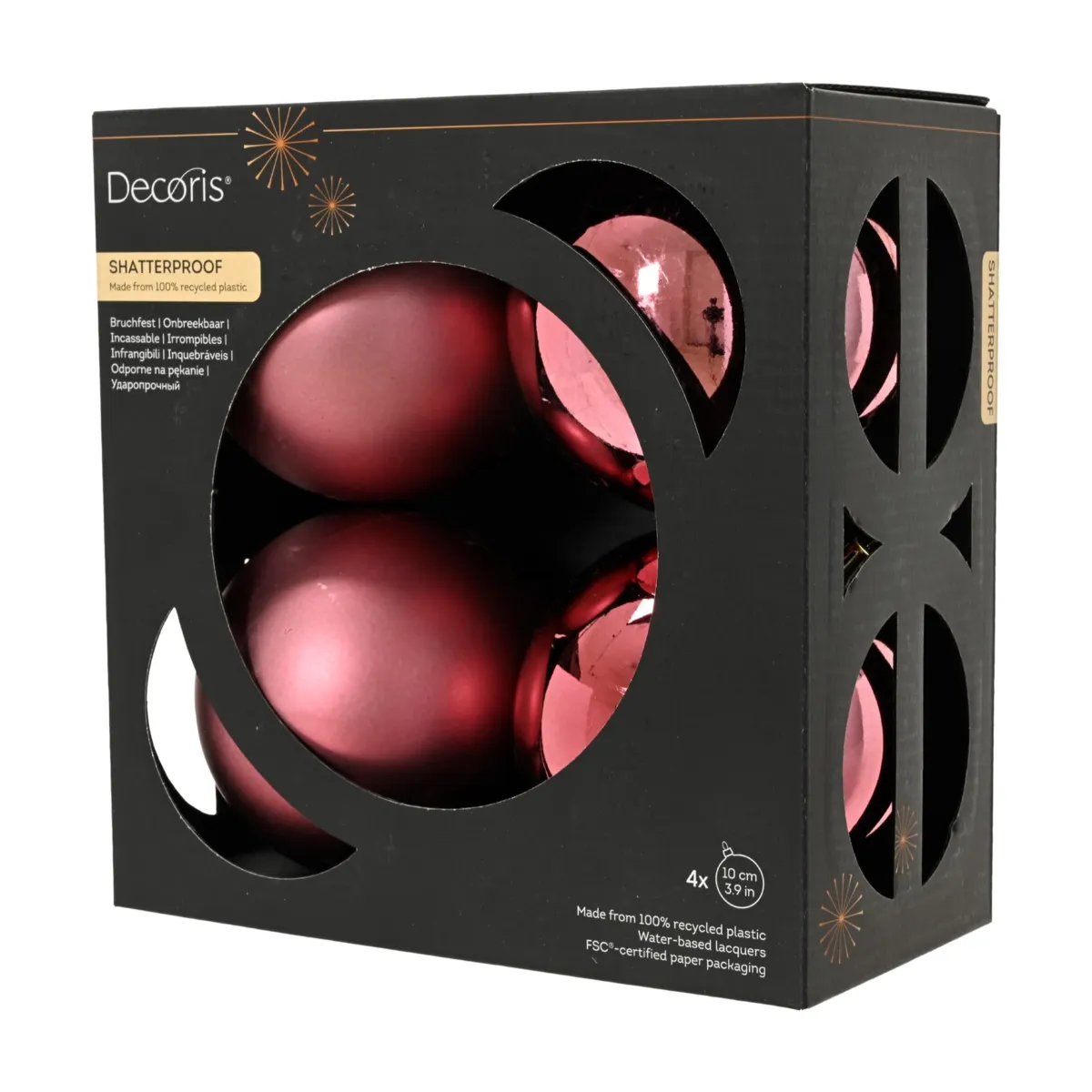 Set di 4 palline di natale (D100 mm) Aravis Rosa scuro