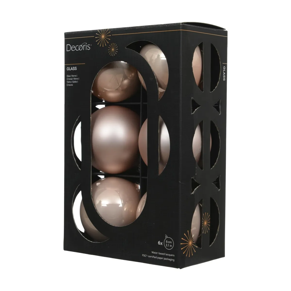 Set di 6 palline di vetro (D80 mm) Boréal Rosa cipria