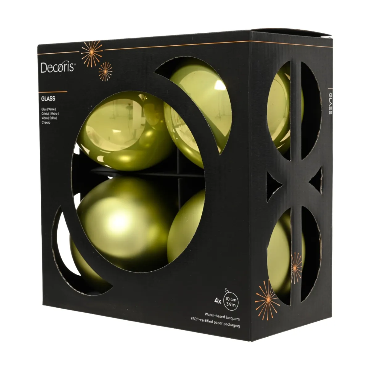 Set di 4 palline di natale in vetro (D100 mm) Boreale Pistacchio