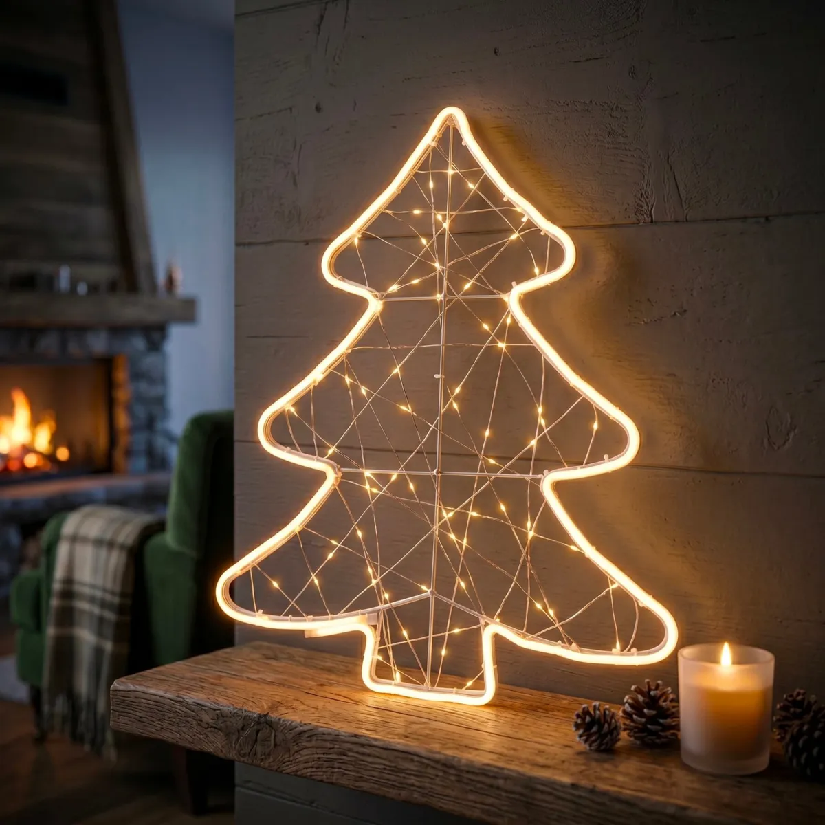 Albero luminoso da appendere 272 LED (H52 cm) Golden Light Bianco caldo