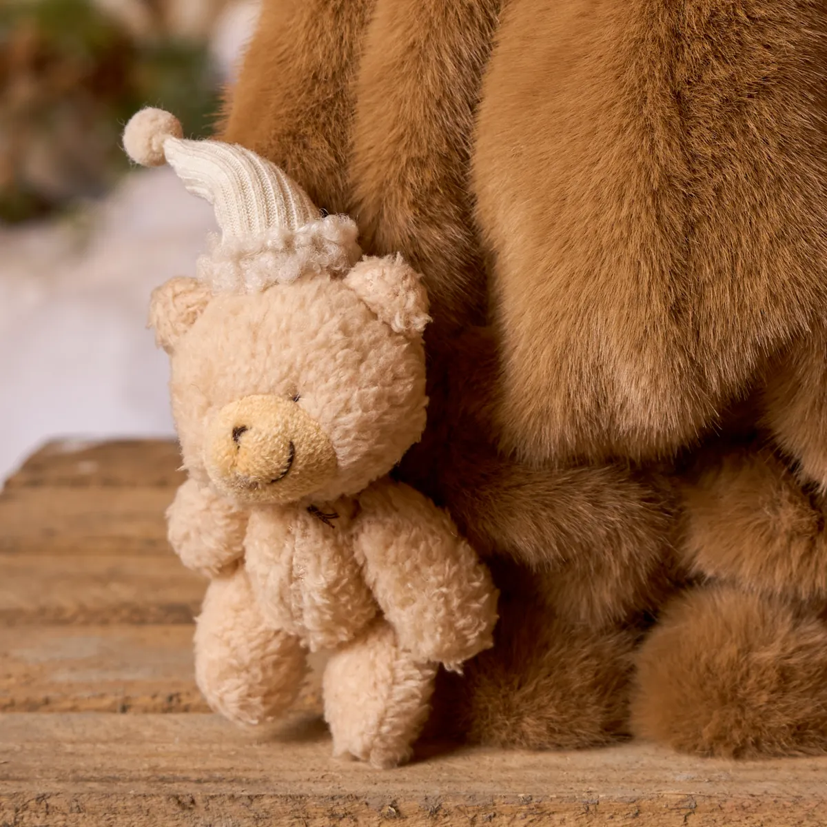 Bambola di Natale in pelliccia sintetica (H40 cm) Célestin pigiama orso Marrone