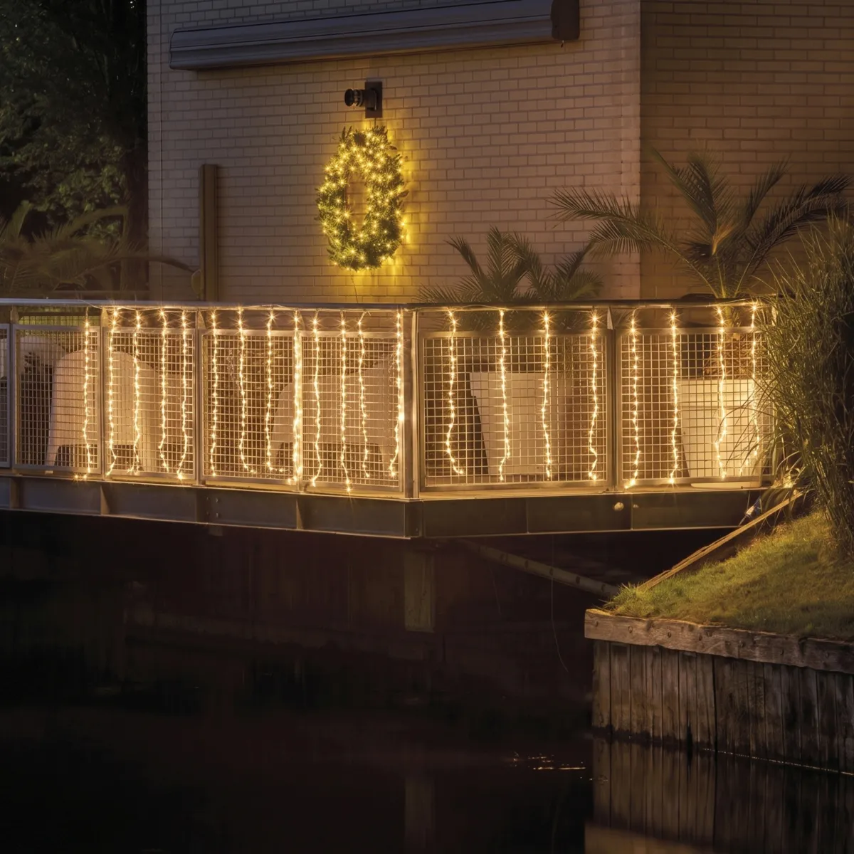 Catena luminosa per balcone 400 LED (L400 x H100 cm) cavo trasparente Effetto neve cadente Bianco caldo