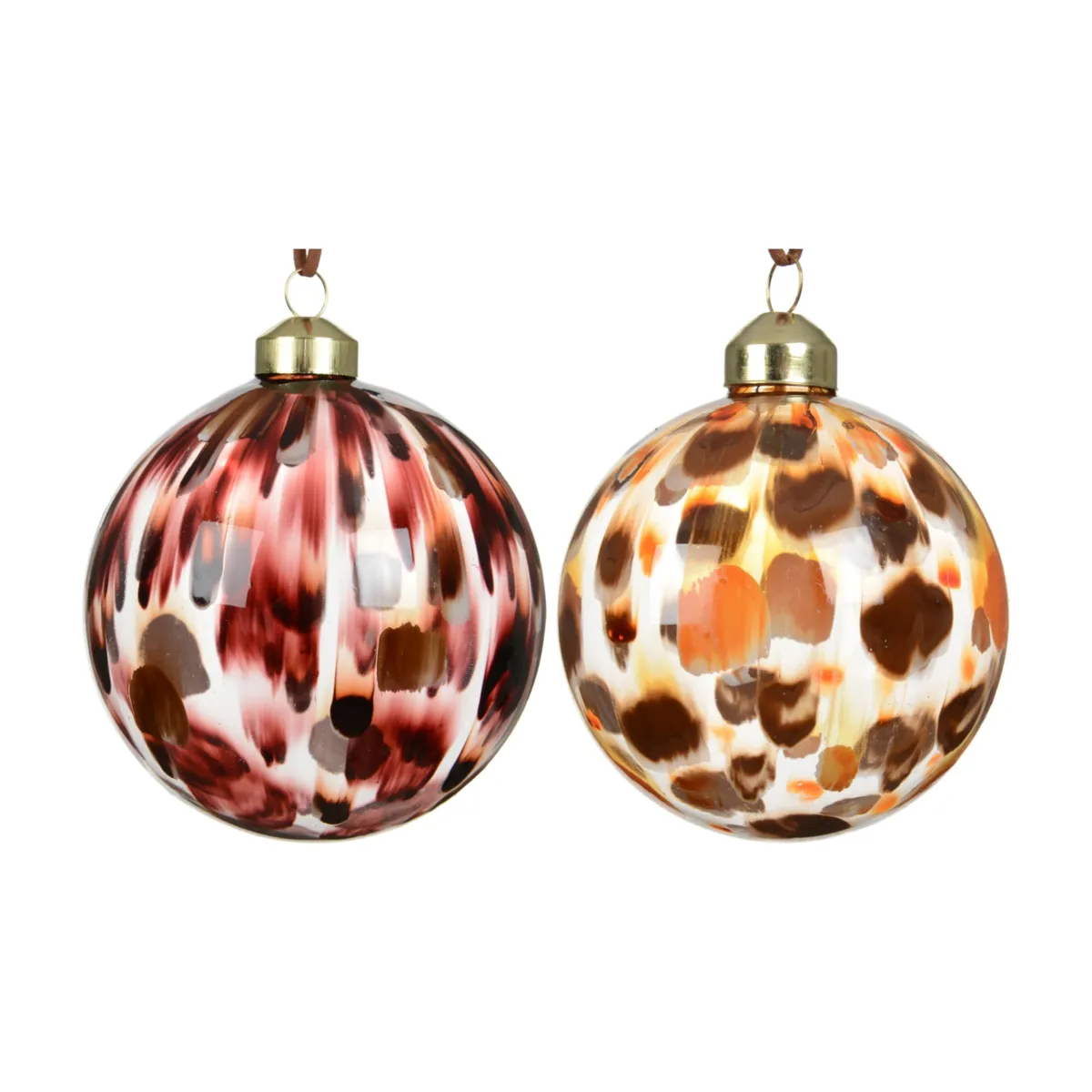 Set da 12 palline di natale in vetro (D80 mm) Wild Christmas Marrone caffè e cognac