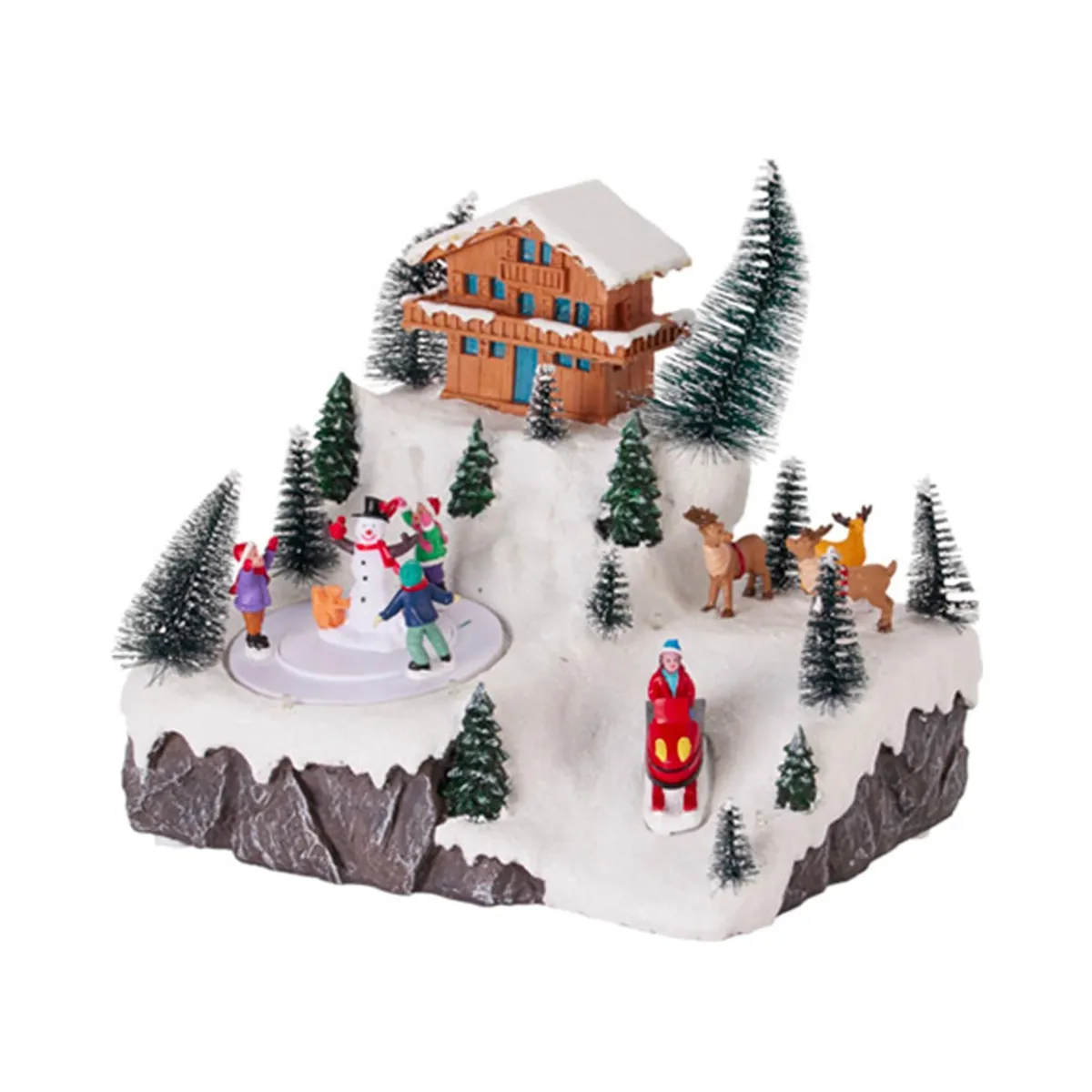 Villaggio di Natale animato e musicale a pile luminoso (H22,5 cm) La Piccola Casa di Natale