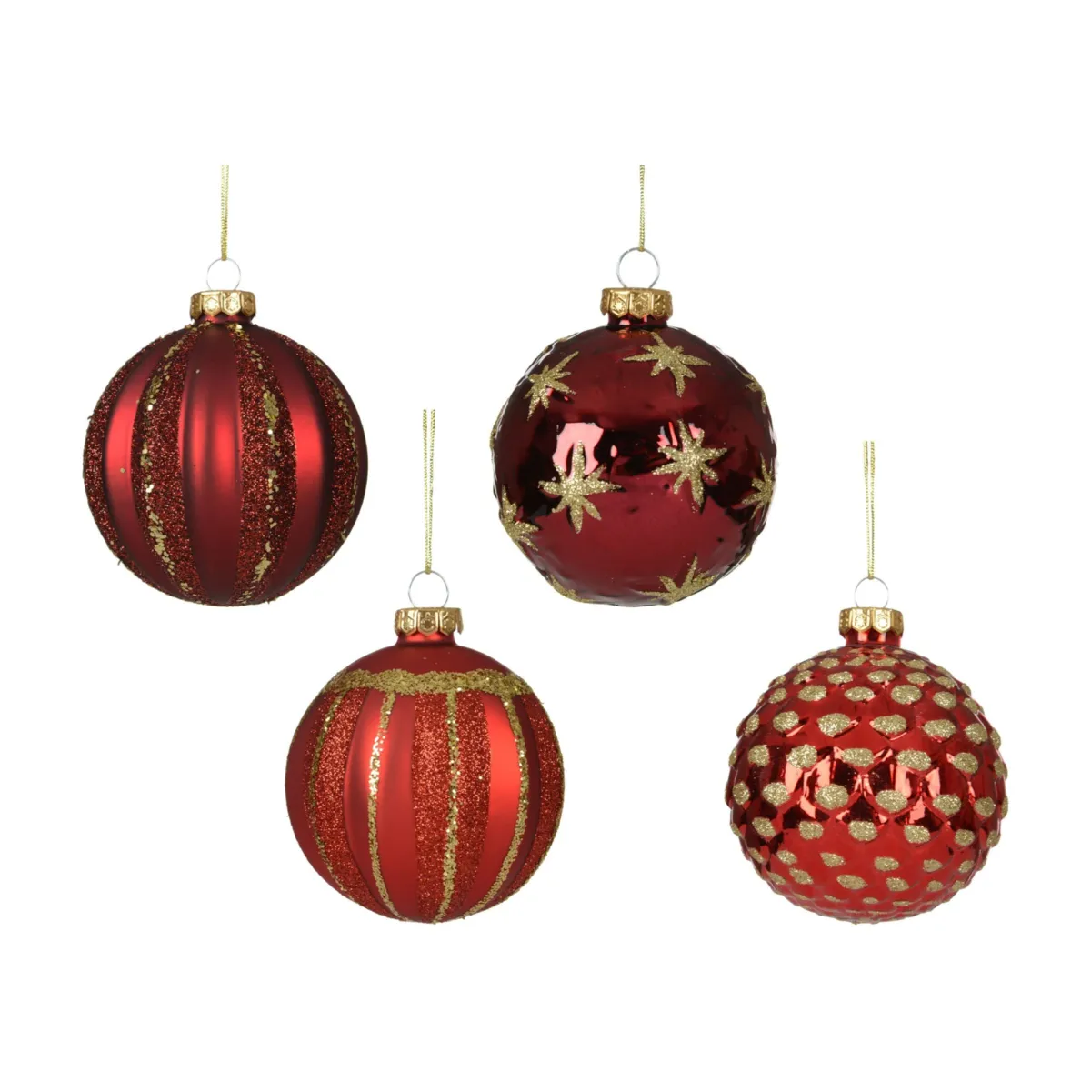 Set di 12 palline di natale in vetro (D80 mm) Majesty Rosso e bordeaux