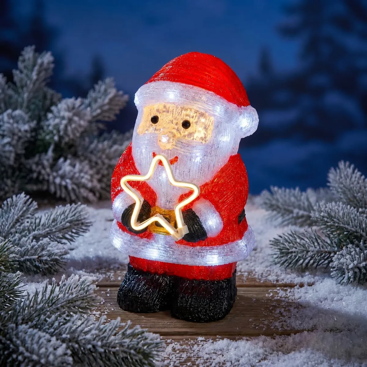 Babbo Natale luminoso a pile 40 LED (H35 cm) Stella Bianco freddo