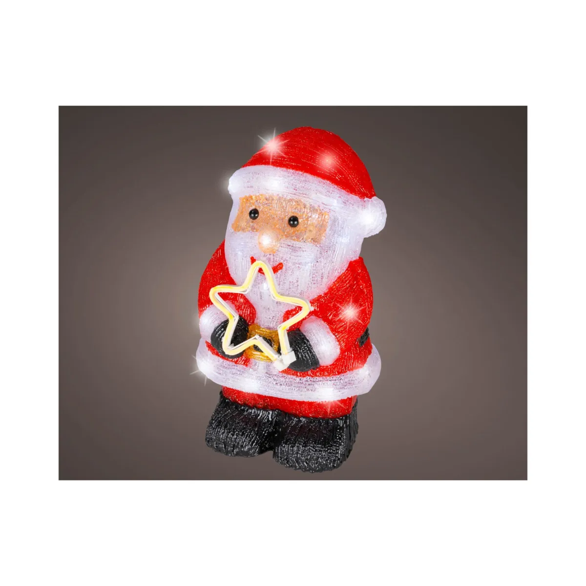 Babbo Natale luminoso a pile 40 LED (H35 cm) Stella Bianco freddo