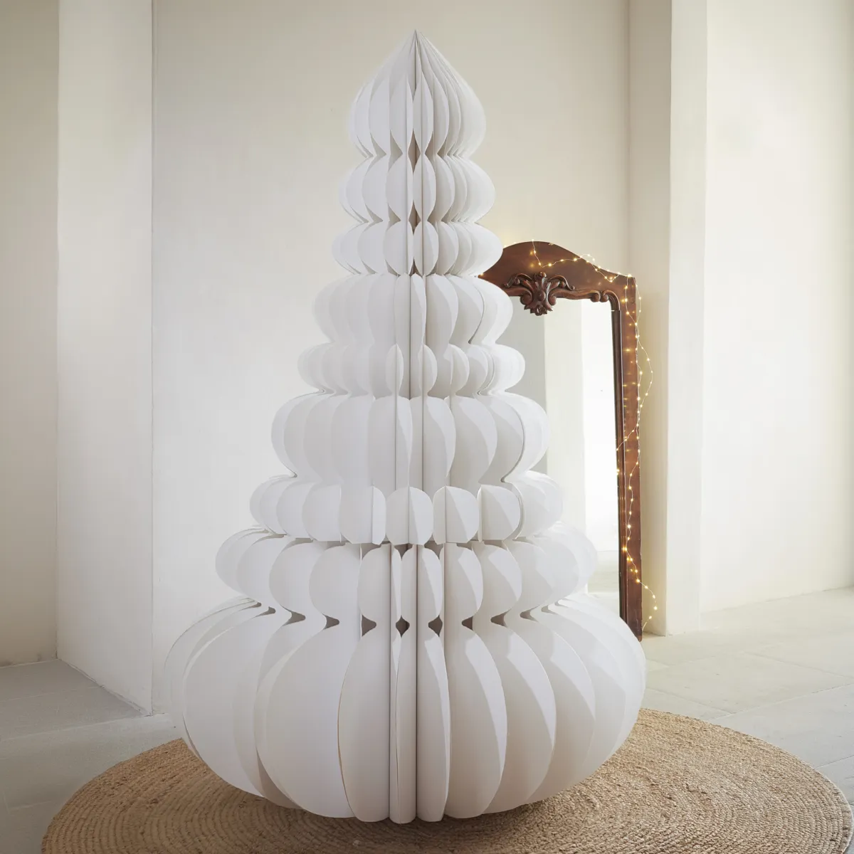 Albero gigante di carta da appoggiare (H200 cm) Chiusura magnetica Bianco