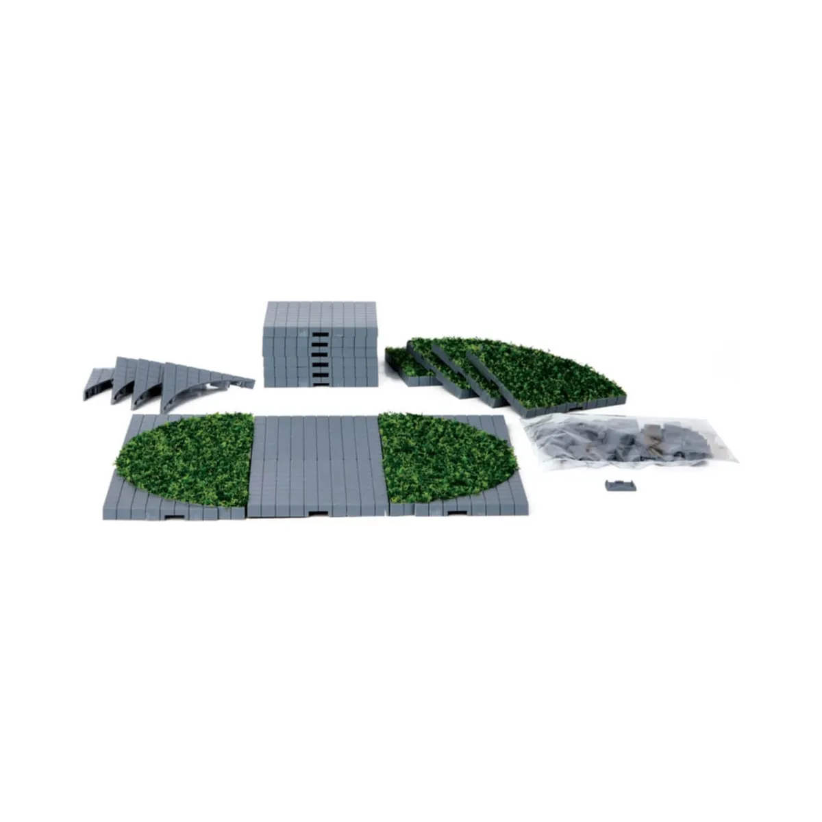 Accessori Lemax (31,5 x 31,5 cm) Set da 24 Piastrelle grigie con prato rotondo