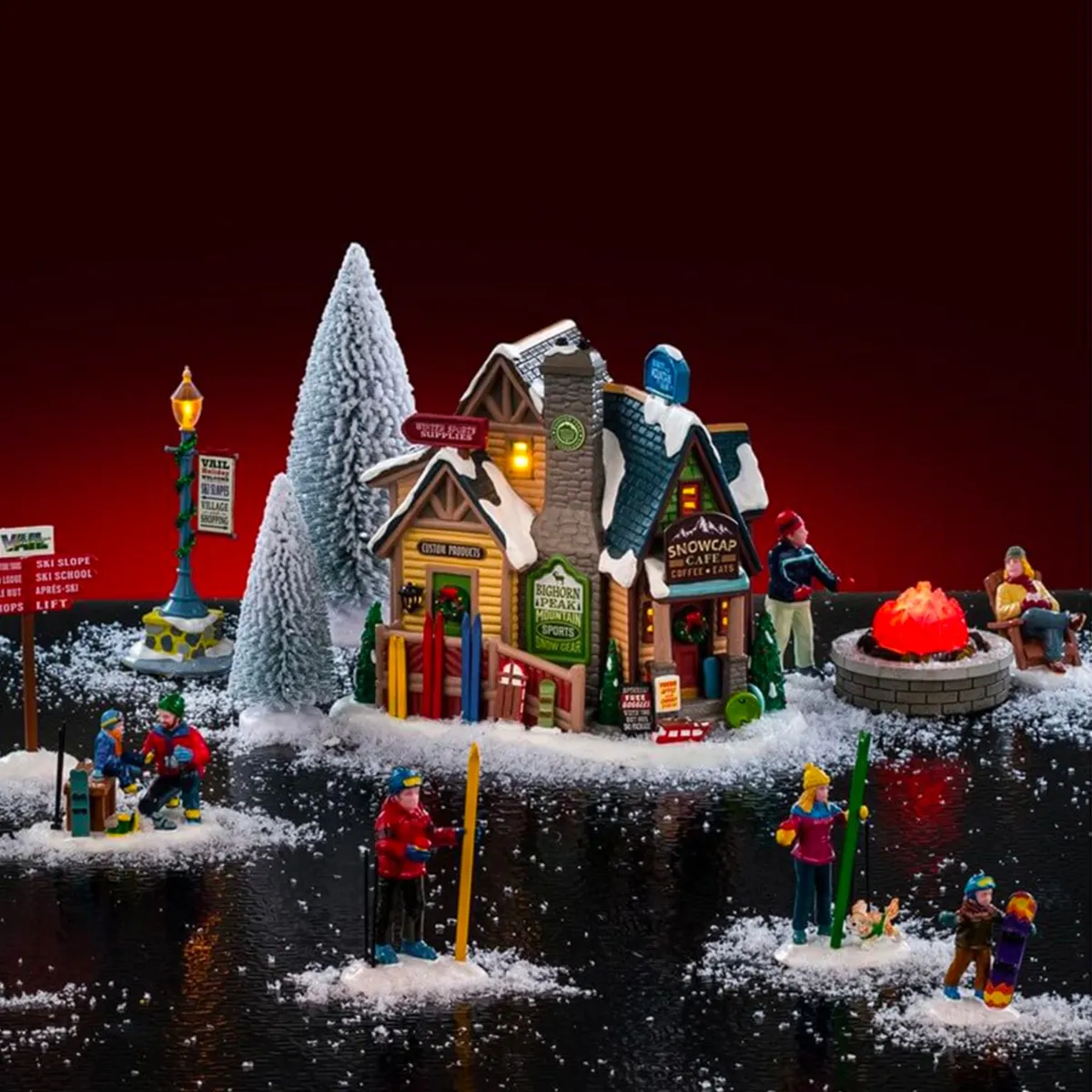 Villaggio di Natale Lemax luminoso Set completo Caffè sulla cima delle montagne