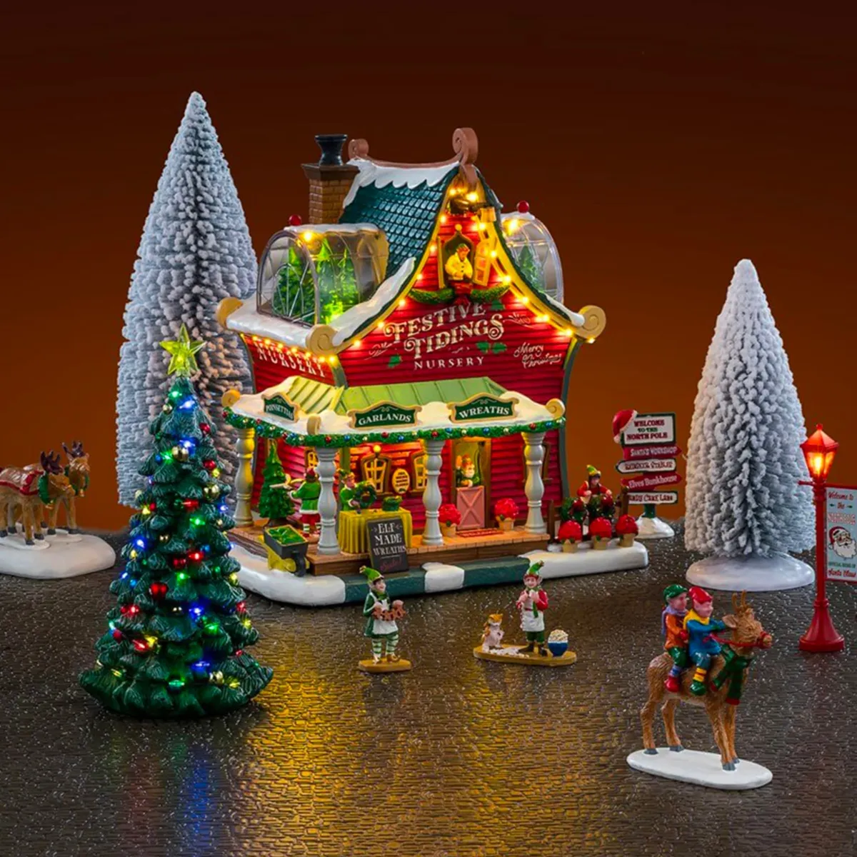Villaggio di Natale Lemax luminoso Set completo La Natività degli elfi