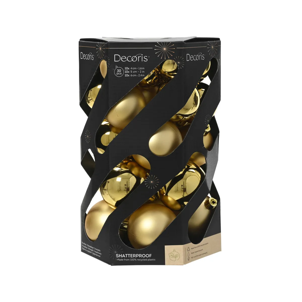 Set di 30 palline di natale assortite Aravis Oro