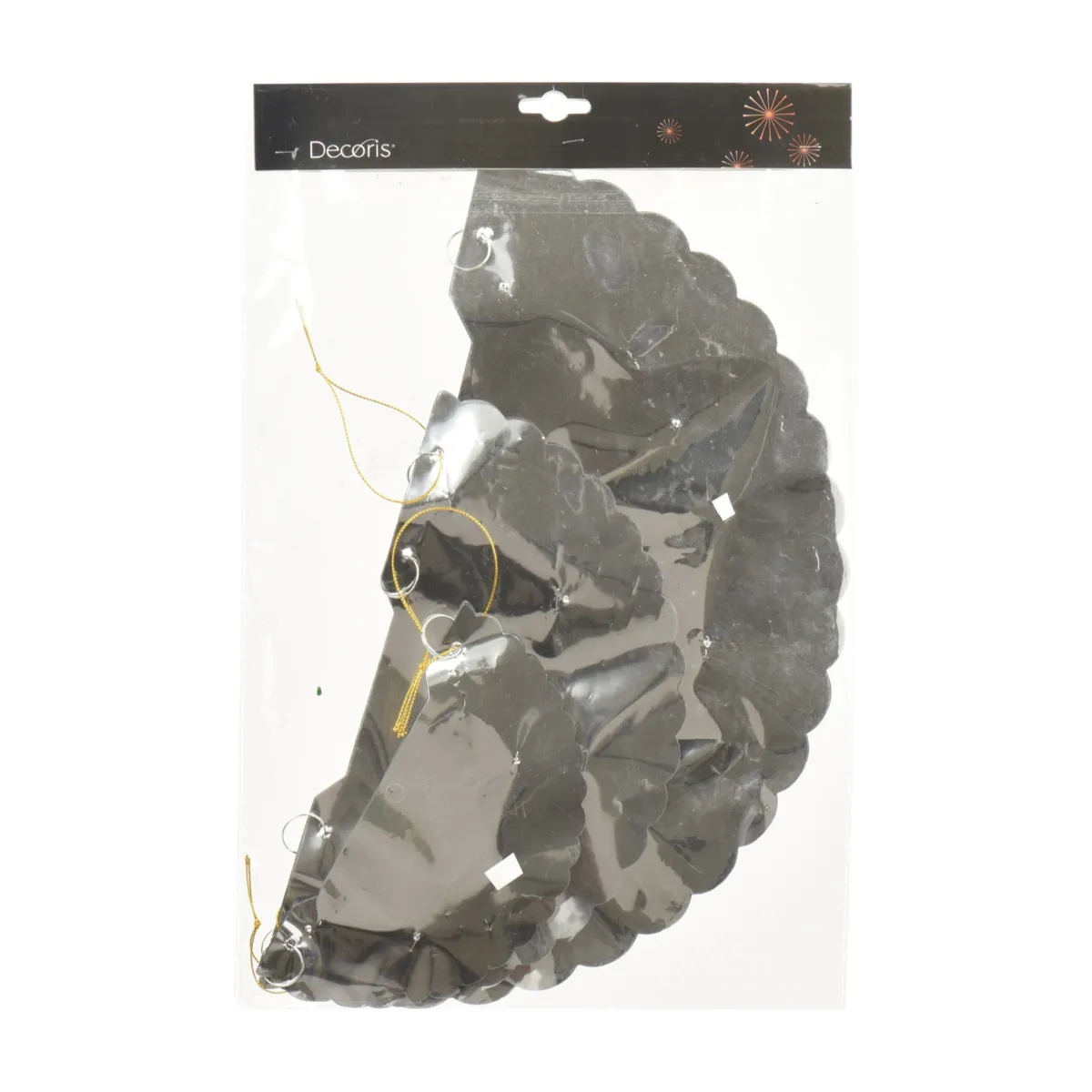Set di 3 decorazioni da appendere (D40-30-20 cm) Ventagli Argento effetto metalizzato