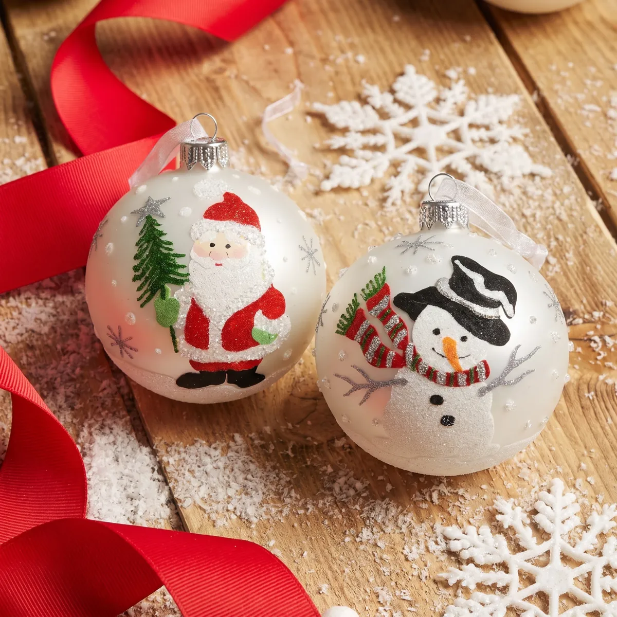 Set di 6 palline di natale in vetro (D80 mm) Il mio Natale d'infanzia Bianco e multicolore