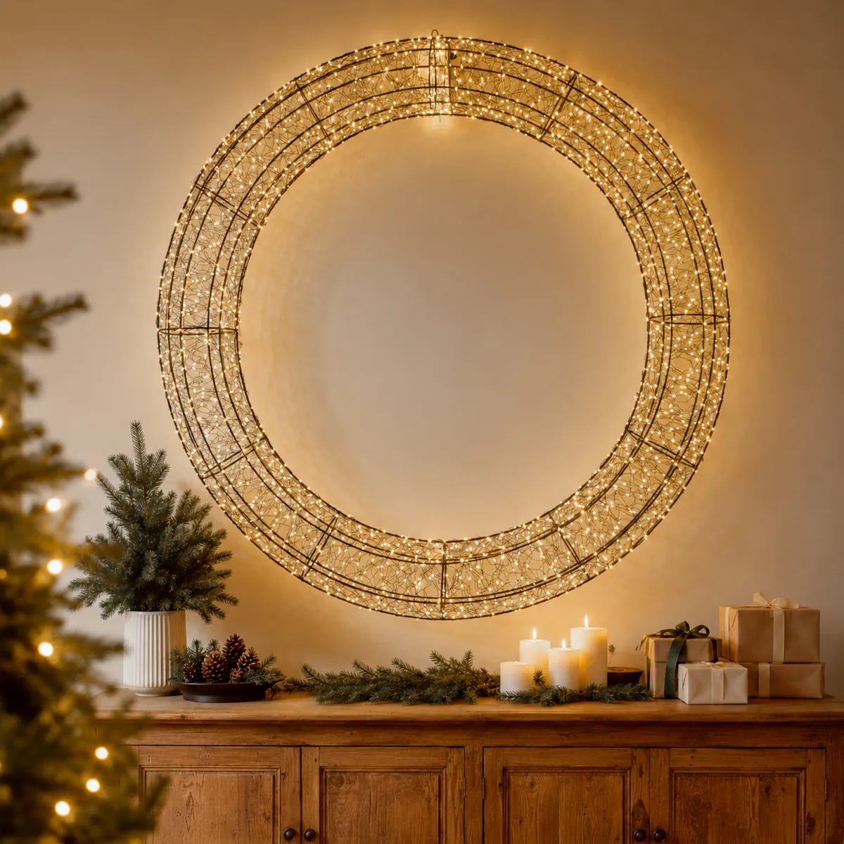Ghirlanda natalizia luminosa 1800 LED (D116 cm) Flashing Nero e bianco caldo