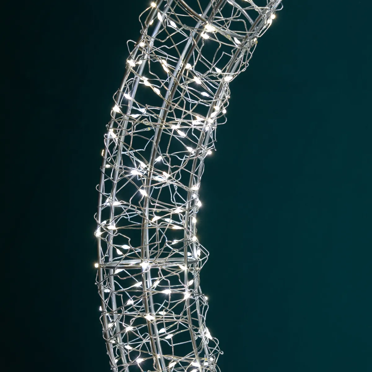 Corona di Natale Gigante luminosa Micro 1800 LED (D116 cm) Scintilli Argento e bianco caldo