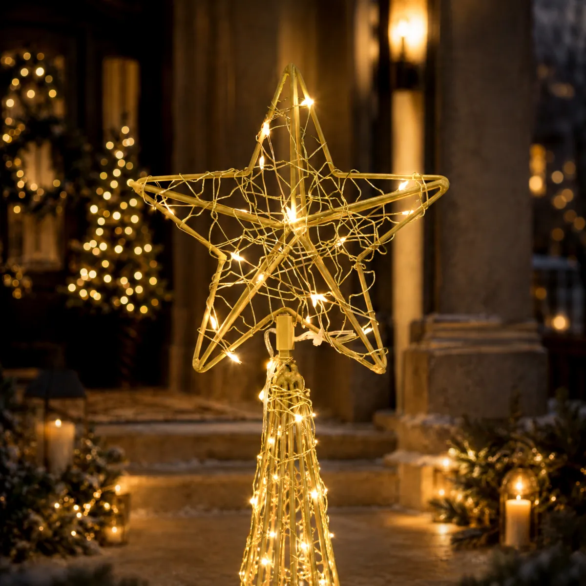 Cono luminoso a 960 LED (altezza 168 cm) Starry Night Gold